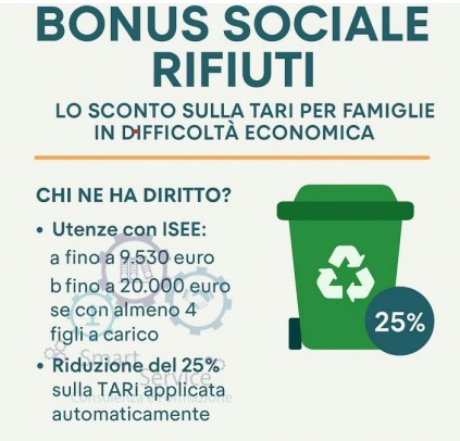 BONUS SOCIALE RIFIUTI - lo sconto sulla TARI per famiglie in difficoltà economica